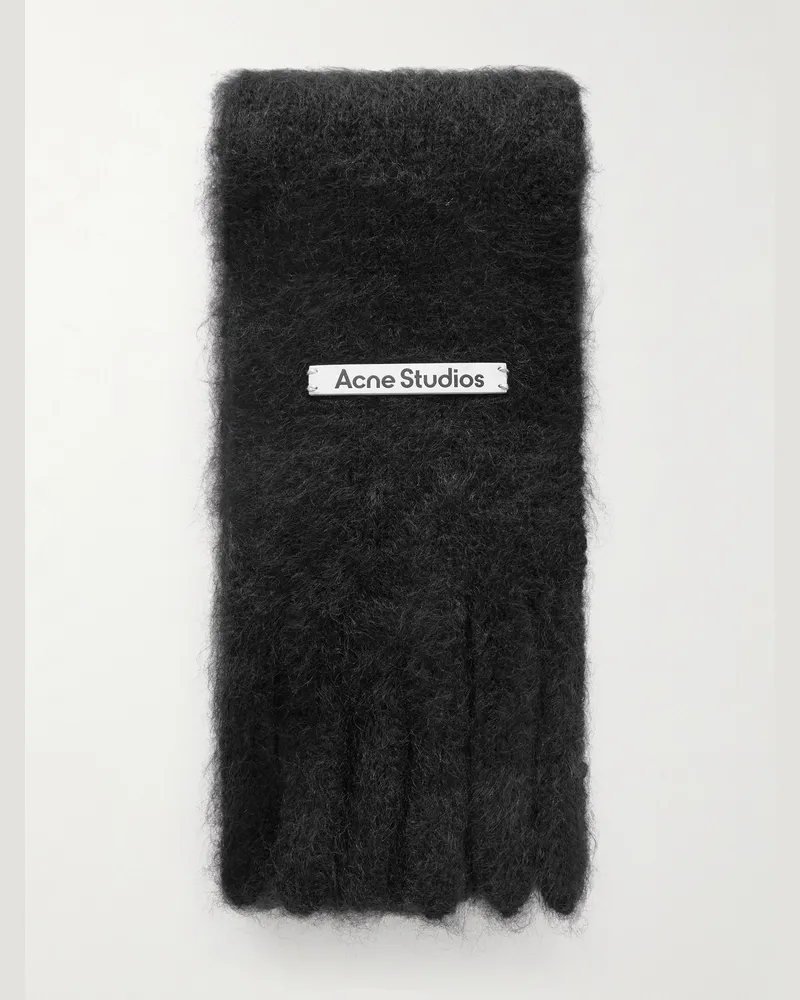 Acne Studios Kinna Skinny Fringed Mohair and Wool-Blend Scarf Black