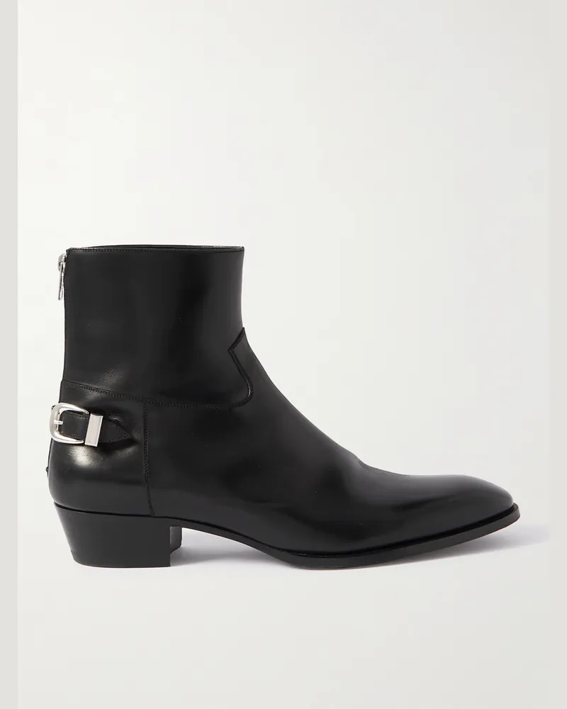 Celine Drugstore Ankle Boots aus Leder mit Schnalle Schwarz