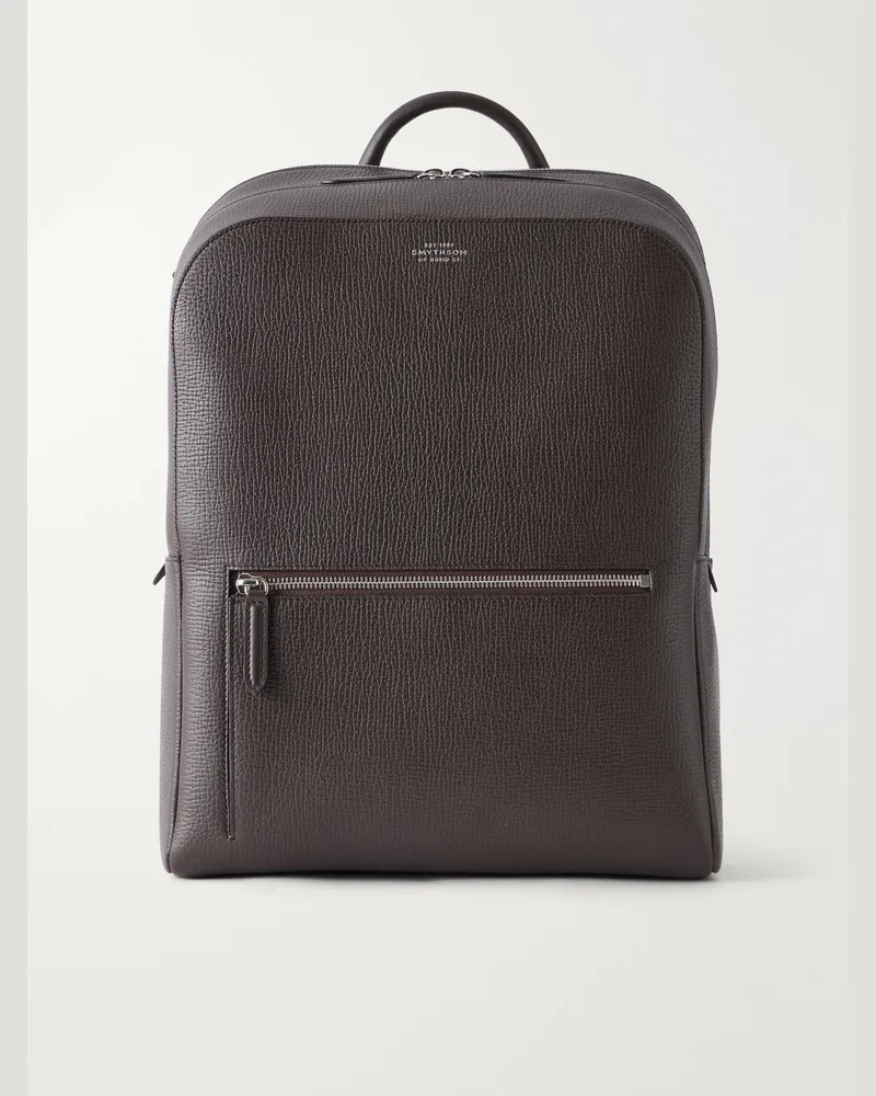 Smythson Full-Grain Leather Backpack Brown