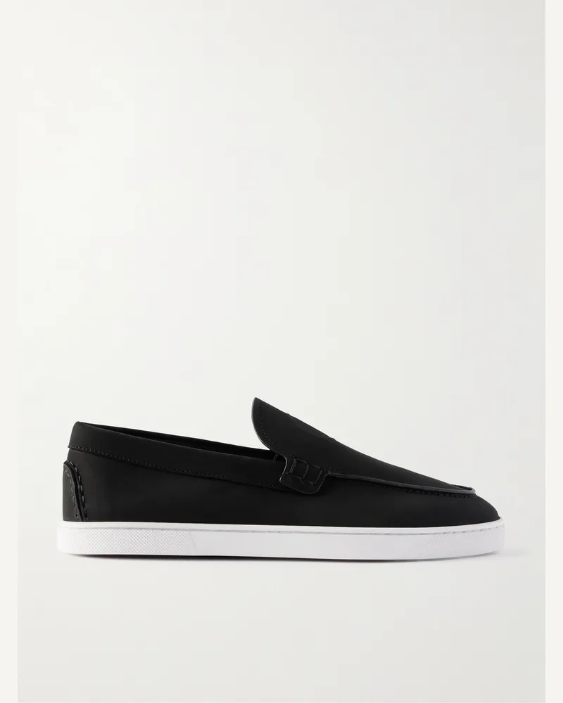 Christian Louboutin Moonboat Loafers aus Nubukleder mit Logoprägung Schwarz