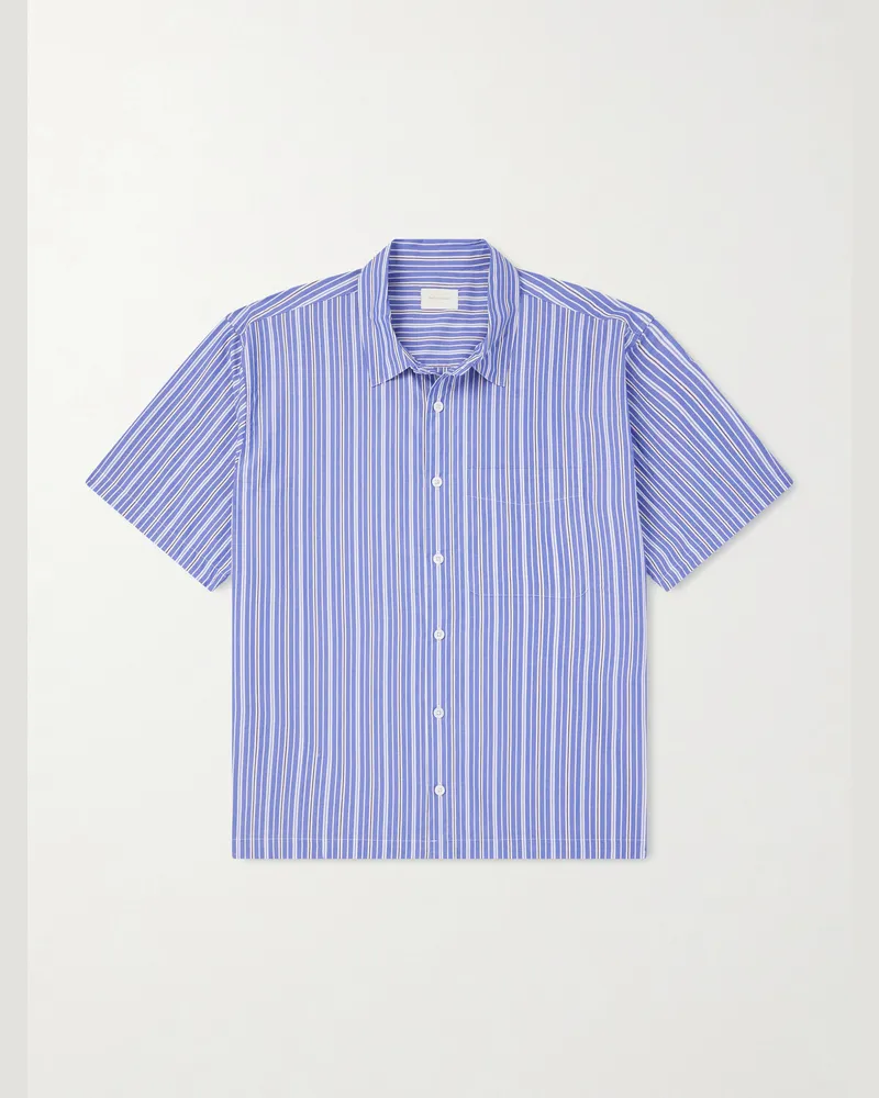 Aimé Leon Dore Striped Cotton-Poplin Shirt Blue