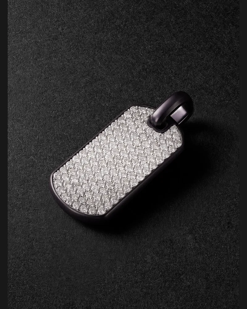 David Yurman Chevron Titanium and Sterling Silver Diamond Pendant Black