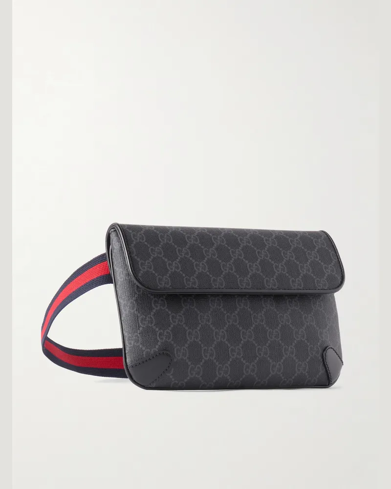 Gucci Gürteltasche aus beschichtetem Supreme-Canvas mit Logomuster und Lederbesatz Blau