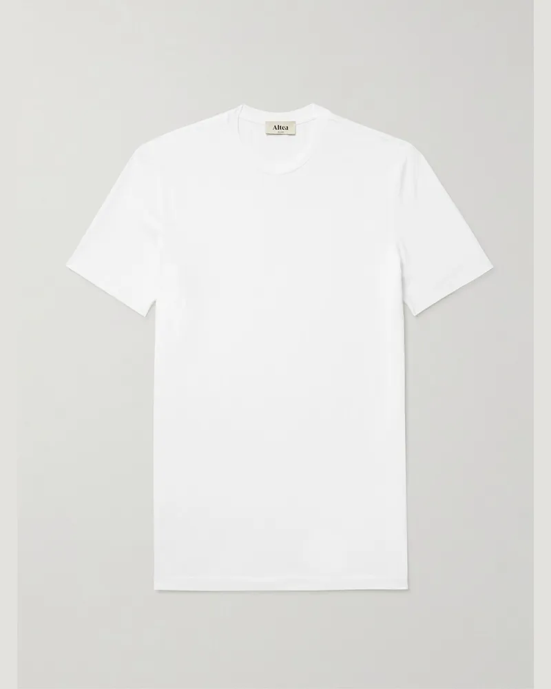 Altea Lewis schmal geschnittenes T-Shirt aus Stretch-Baumwoll-Jersey Weiß