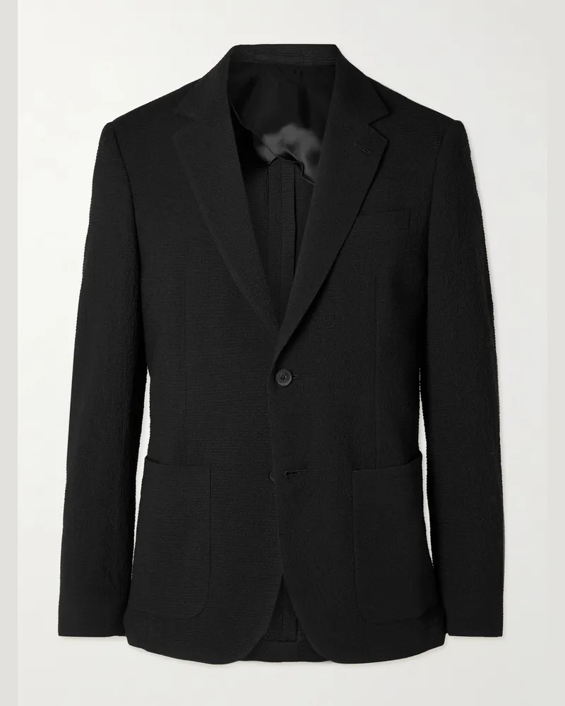 MR P. Wool-Blend Seersucker Blazer Black