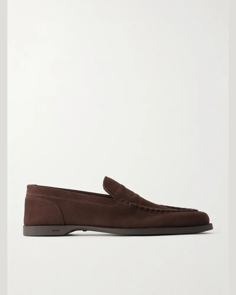 John Lobb Pace Nubuck Loafers Brown