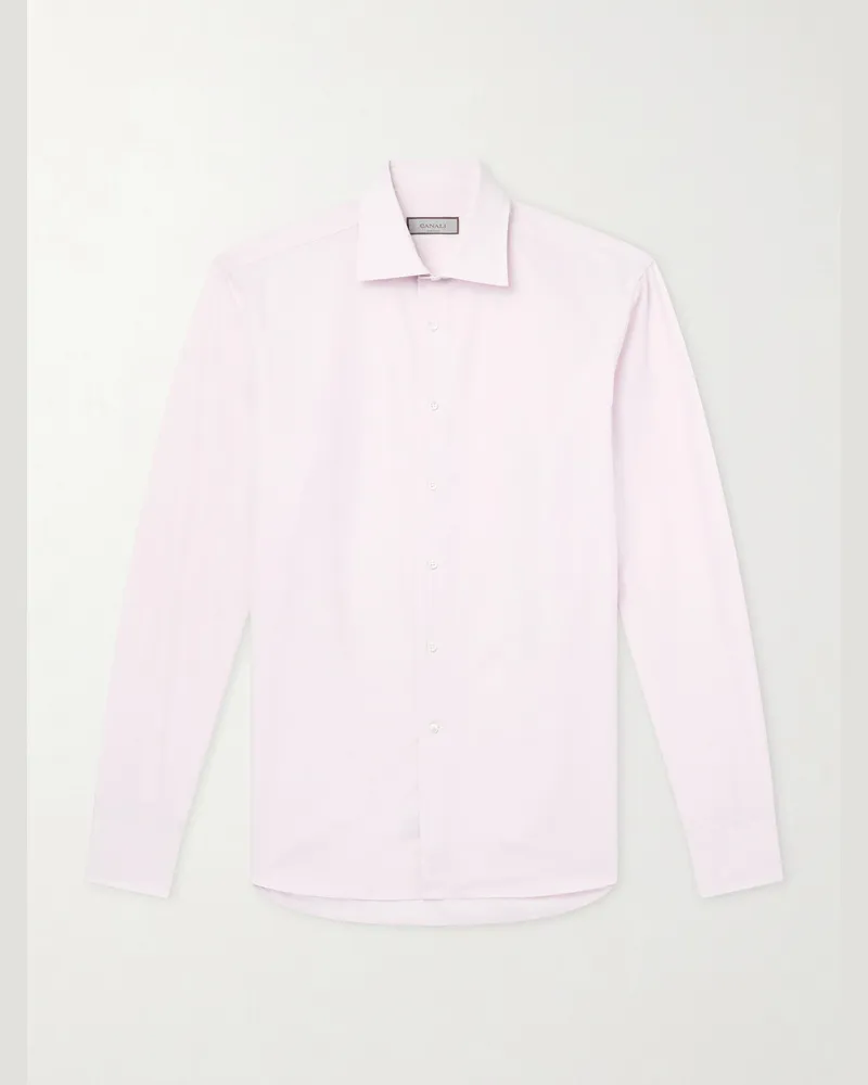 Canali Cutaway-Collar Cotton-Poplin Shirt Pink