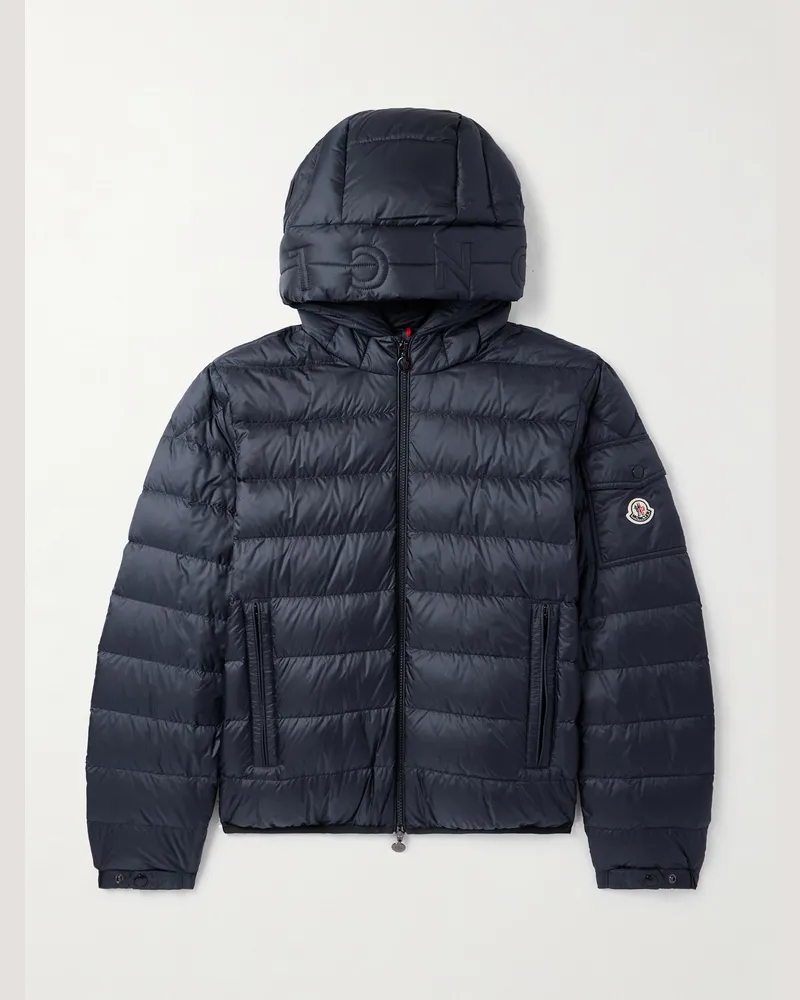 Moncler Najan Daunenjacke aus gestepptem Shell mit Kapuze und Logoapplikation Blau