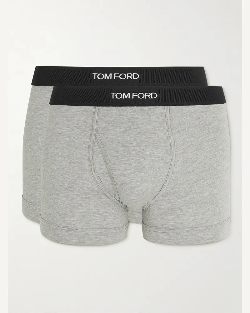 Tom Ford Set aus zwei Retropants aus einer Stretch-Baumwoll-Modalmischung Grau