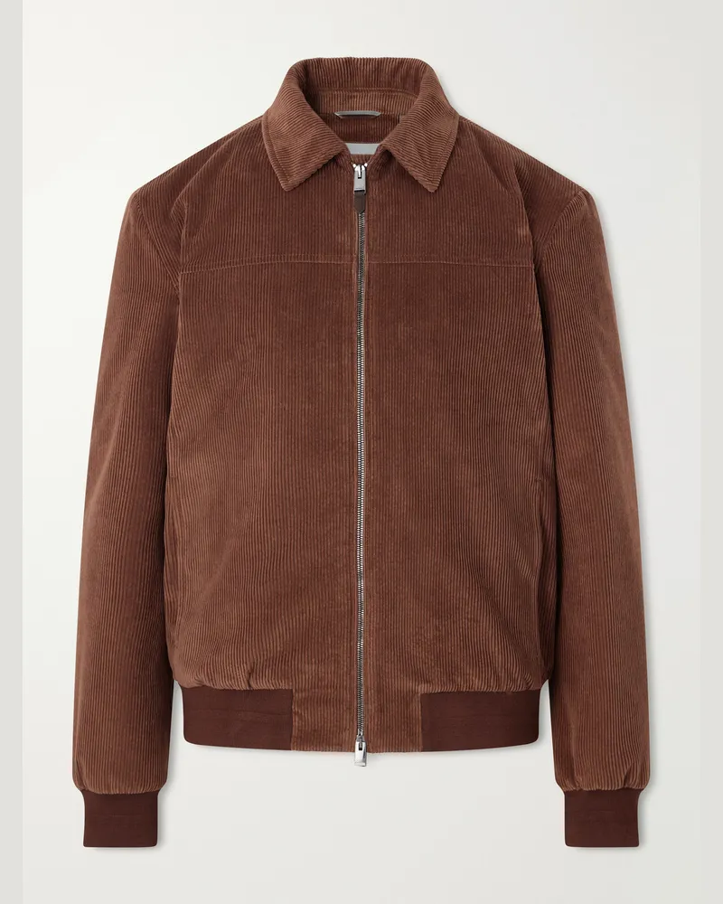 Canali Padded Cotton-Corduroy Blouson Jacket Brown