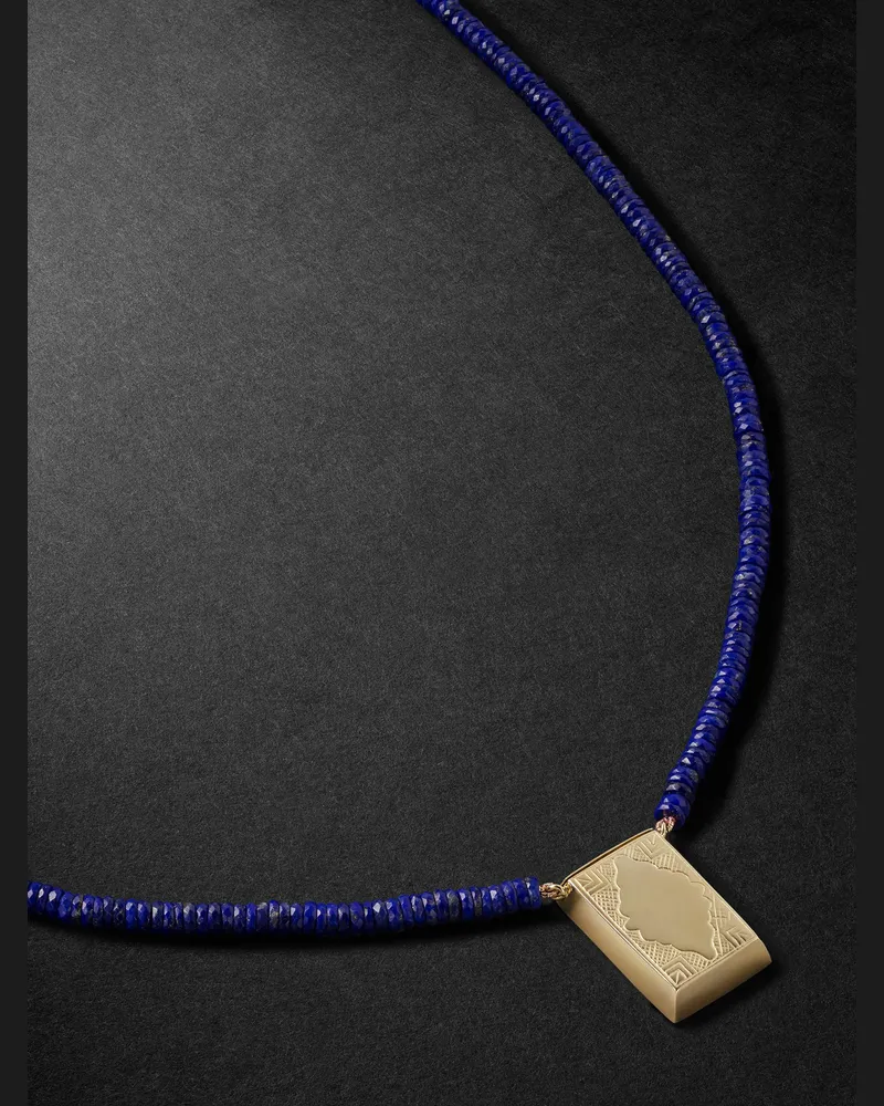 Jacquie Aiche Prayer Box Kette mit Zierperlen aus Lapislazuli und Details aus 14 Karat Gold Gold