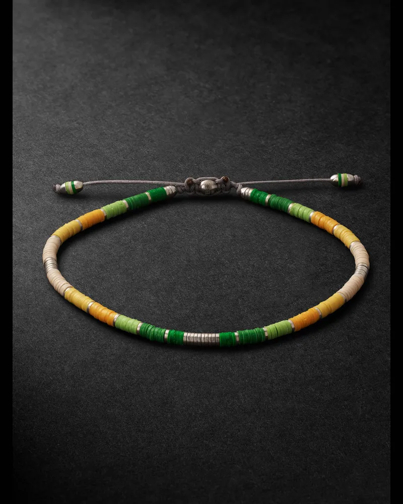 M. Cohen Mini Rizon Armband aus Kordel mit Zierperlen und Details aus Sterlingsilber Grün