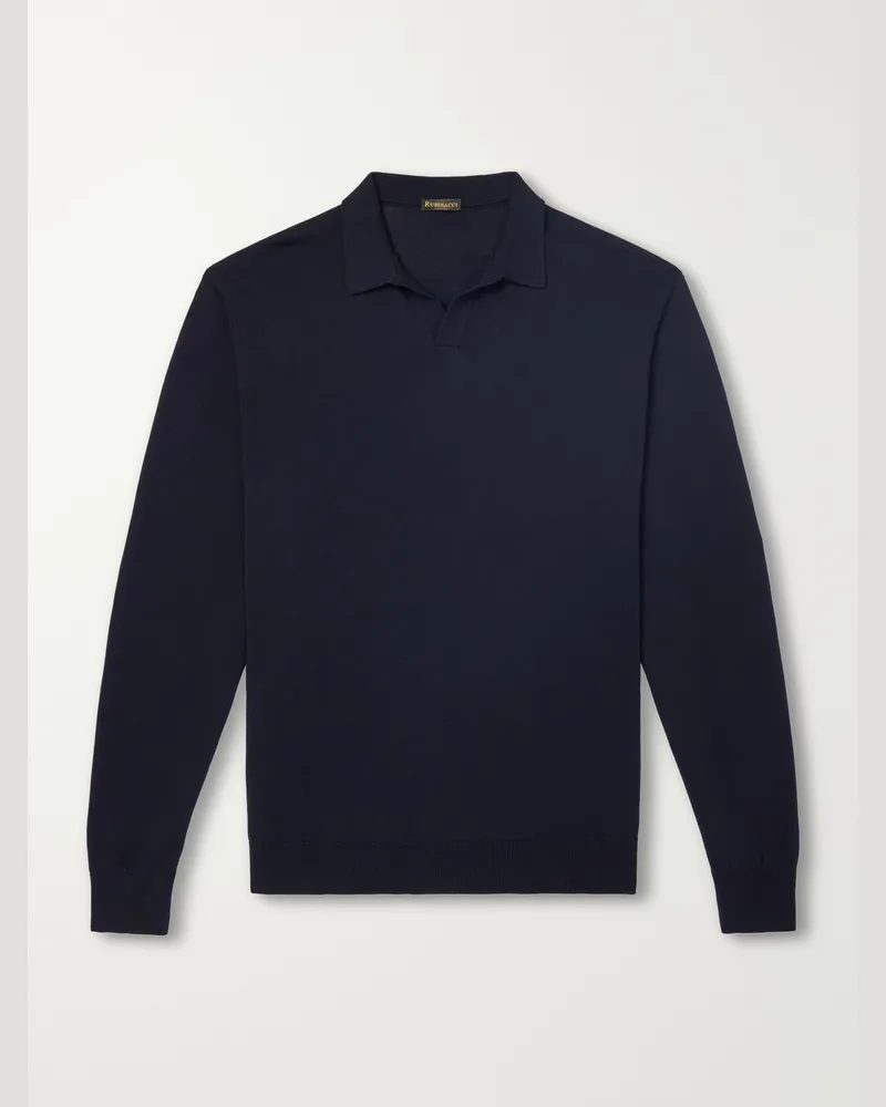 Rubinacci Sea Island Cotton Polo Shirt Blue