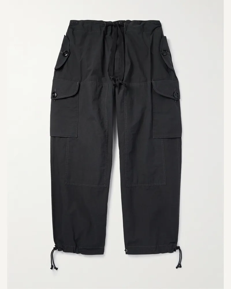 Maison Margiela Bootcut-Cargohose aus einer Baumwollmischung mit Kordelzugbund Schwarz