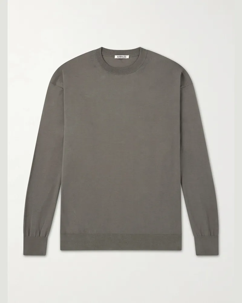 AURALEE Luster Knitted T-Shirt Green