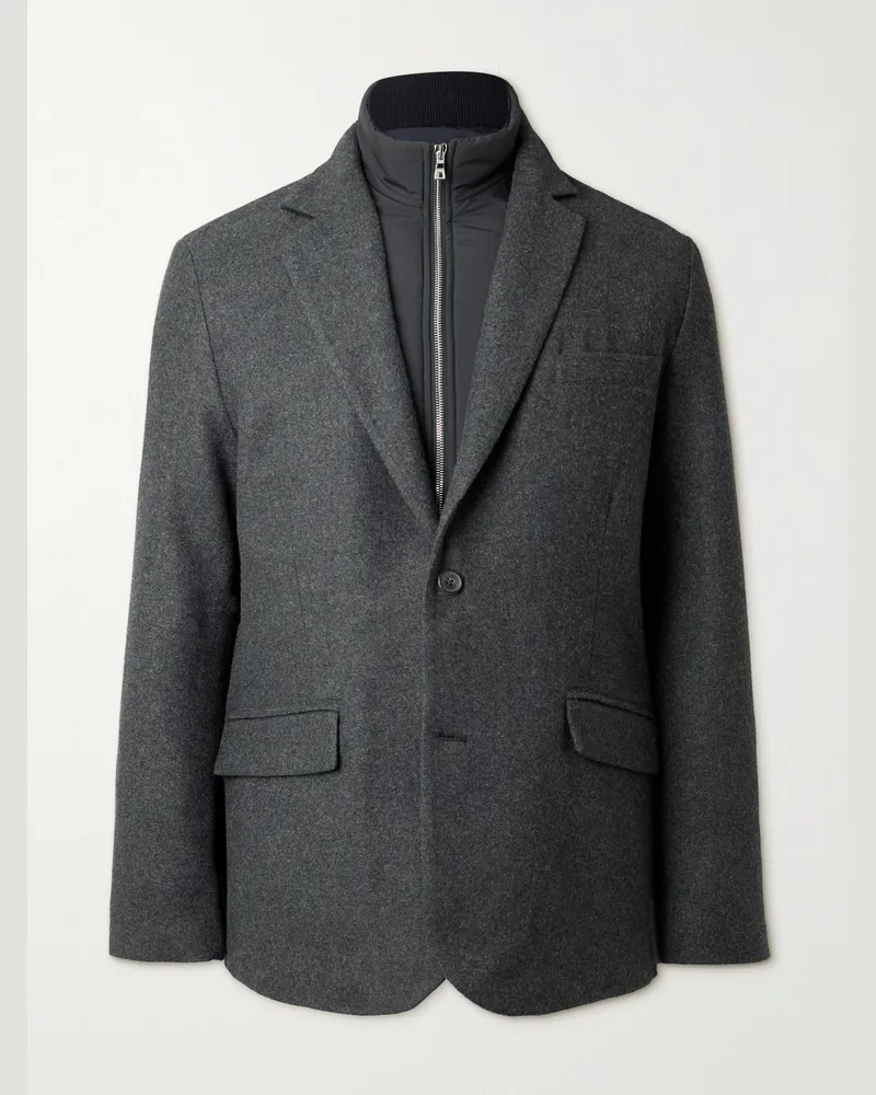 MR P. Shell-Trimmed Flannel Blazer Gray