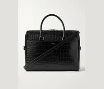 Croc-Effect Leather Briefcase