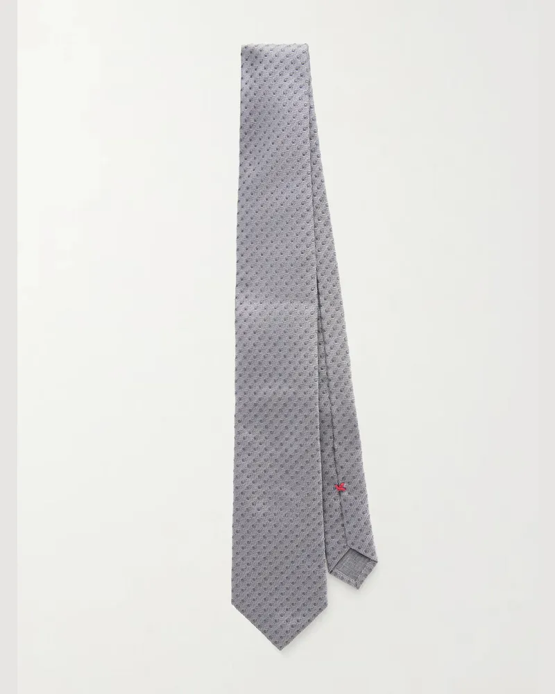 Brunello Cucinelli 8cm Polk-Dot Silk-Jacquard Tie Gray
