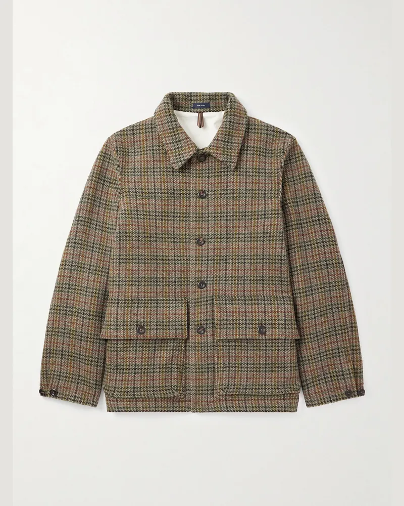Drake's Jacke aus Woll-Tweed mit Karomuster Grün