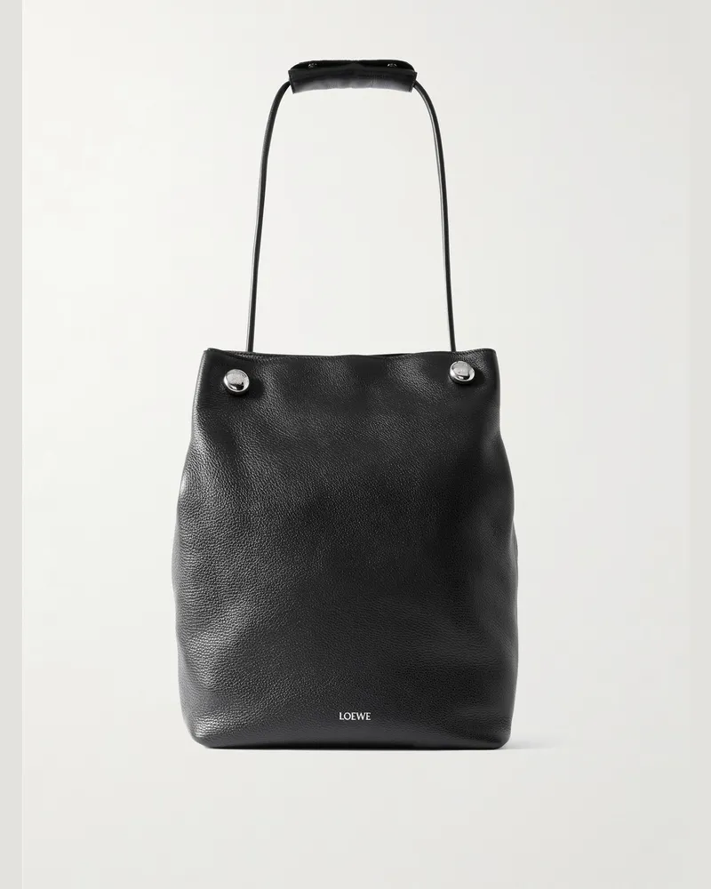 Loewe Pebble Tote aus vollnarbigem Leder Schwarz