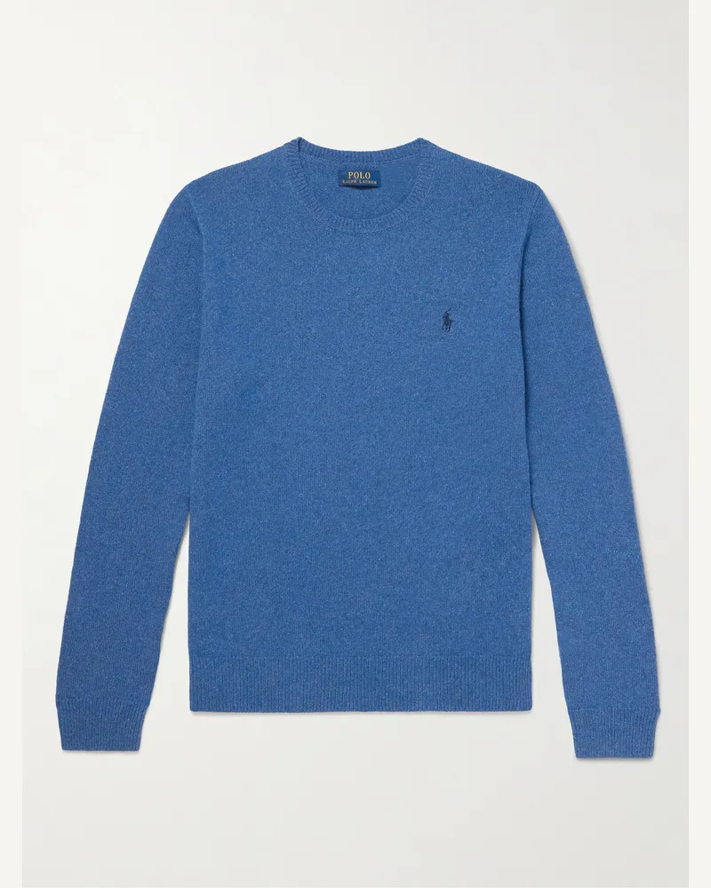 Ralph Lauren Pullover aus einer Woll-Baumwollmischung mit Logostickerei Blau