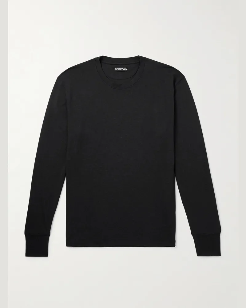 Tom Ford Oberteil aus Jersey aus einer Lyocell-Baumwollmischung Schwarz