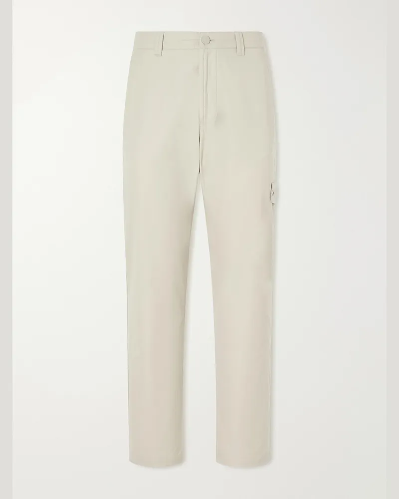 Stone Island GHOST Straight-Leg Logo-Appliquéd Cotton-Canvas Chinos Neutrals