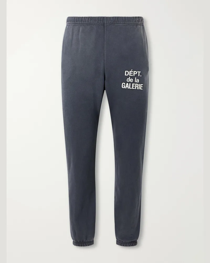 GALLERY DEPT. Logo-Embroidered Straight-Leg Cotton-Jersey Sweatpants Gray