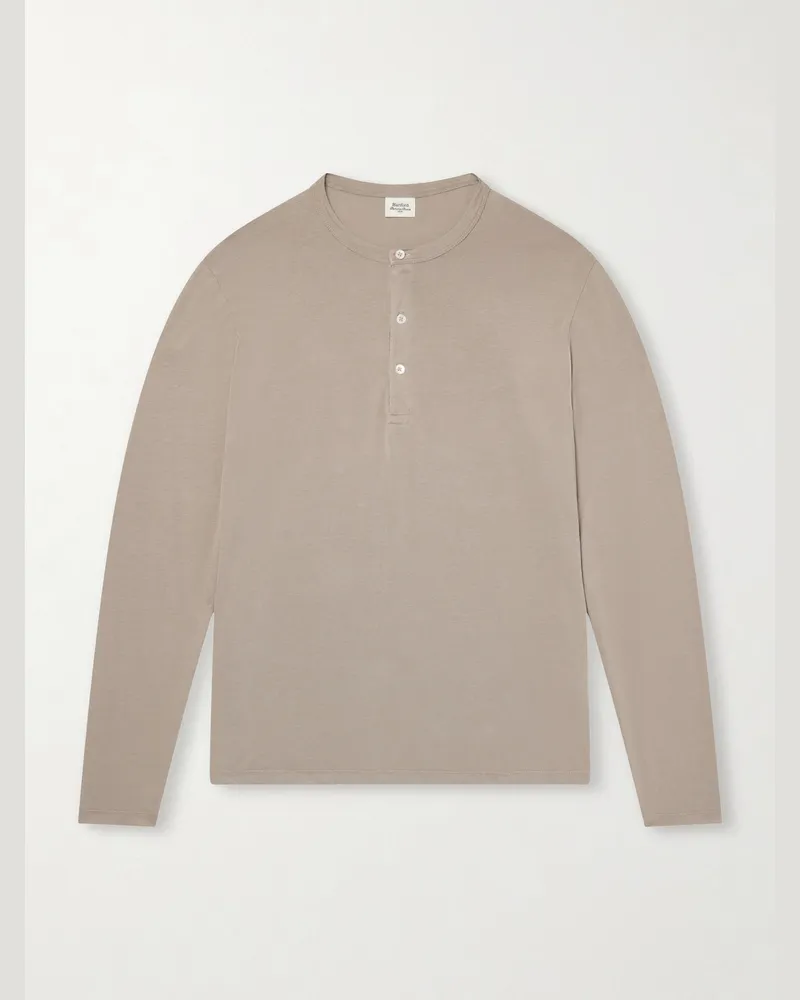Hartford Garment-Dyed Lyocell and Cotton-Blend Jersey Henley Shirt Neutrals