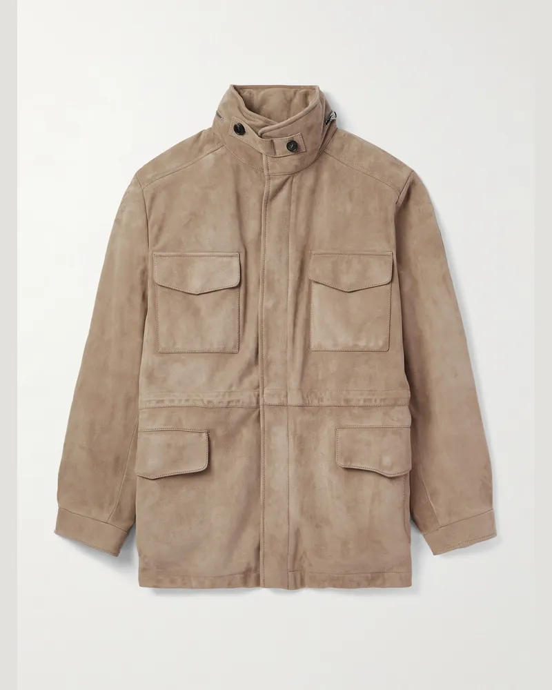 Loro Piana Traveller Jacke aus Veloursleder Neutral