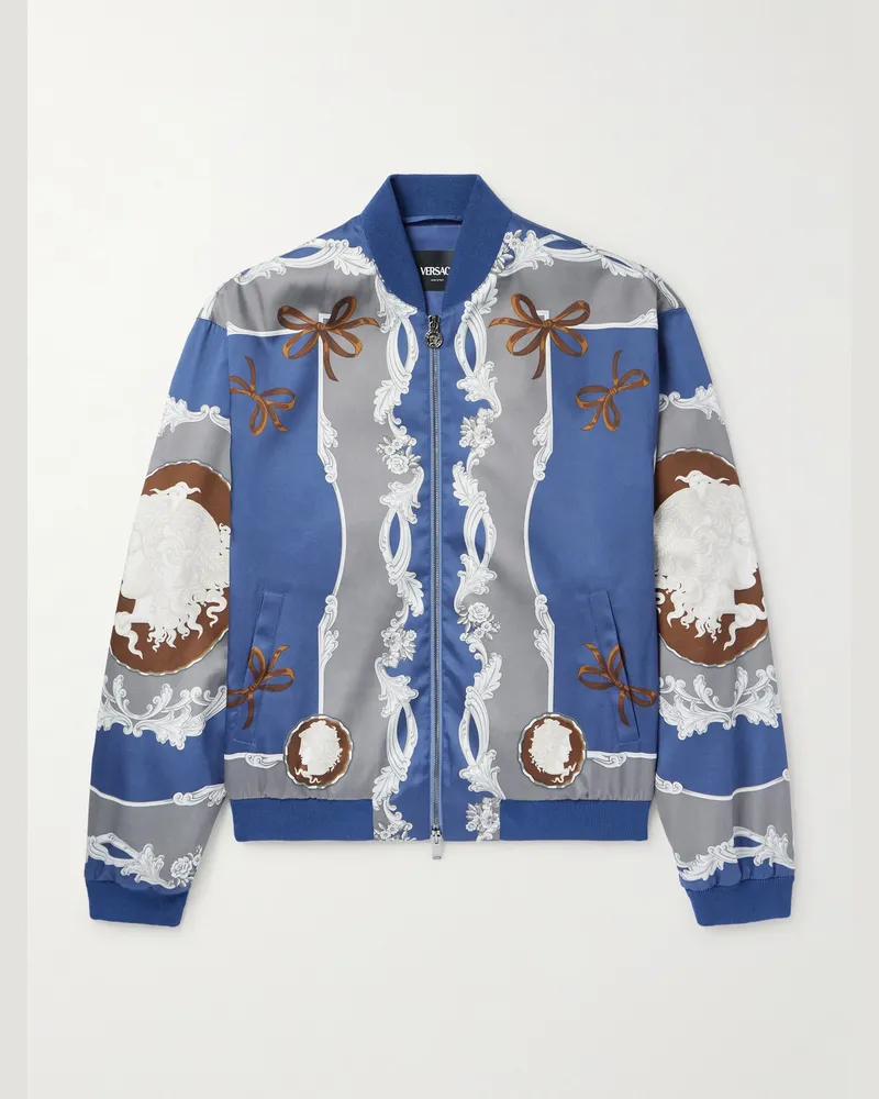 Versace Bomberjacke aus Twill mit Print Blau