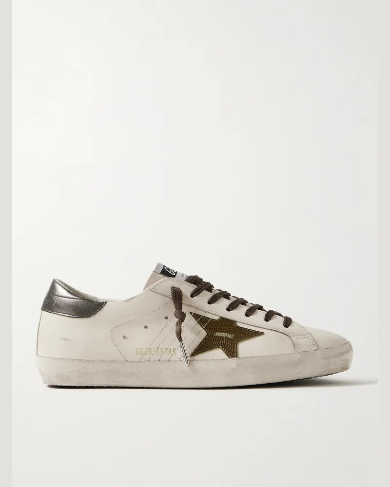 Golden Goose Super-Star Sneakers aus Leder in Distressed-Optik Weiß