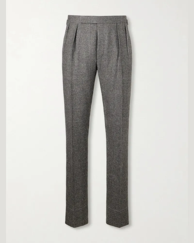 Ralph Lauren Straight-Leg Checked Camel Hair Suit Trousers Gray
