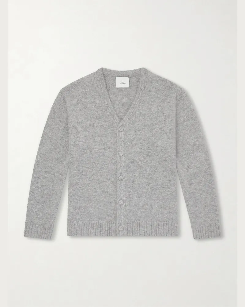 The Elder Statesman Isla Baby Alpaca-Blend Cardigan Gray
