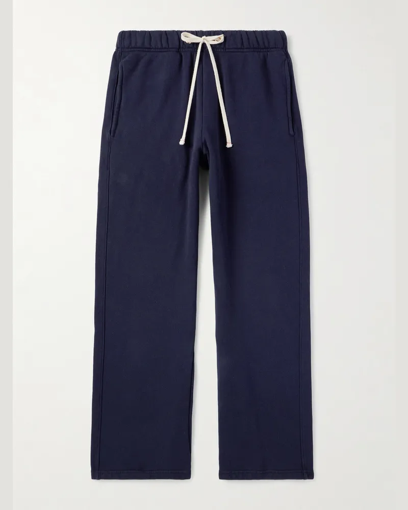 LES TIEN Straight-Leg Cotton-Jersey Sweatpants Blue
