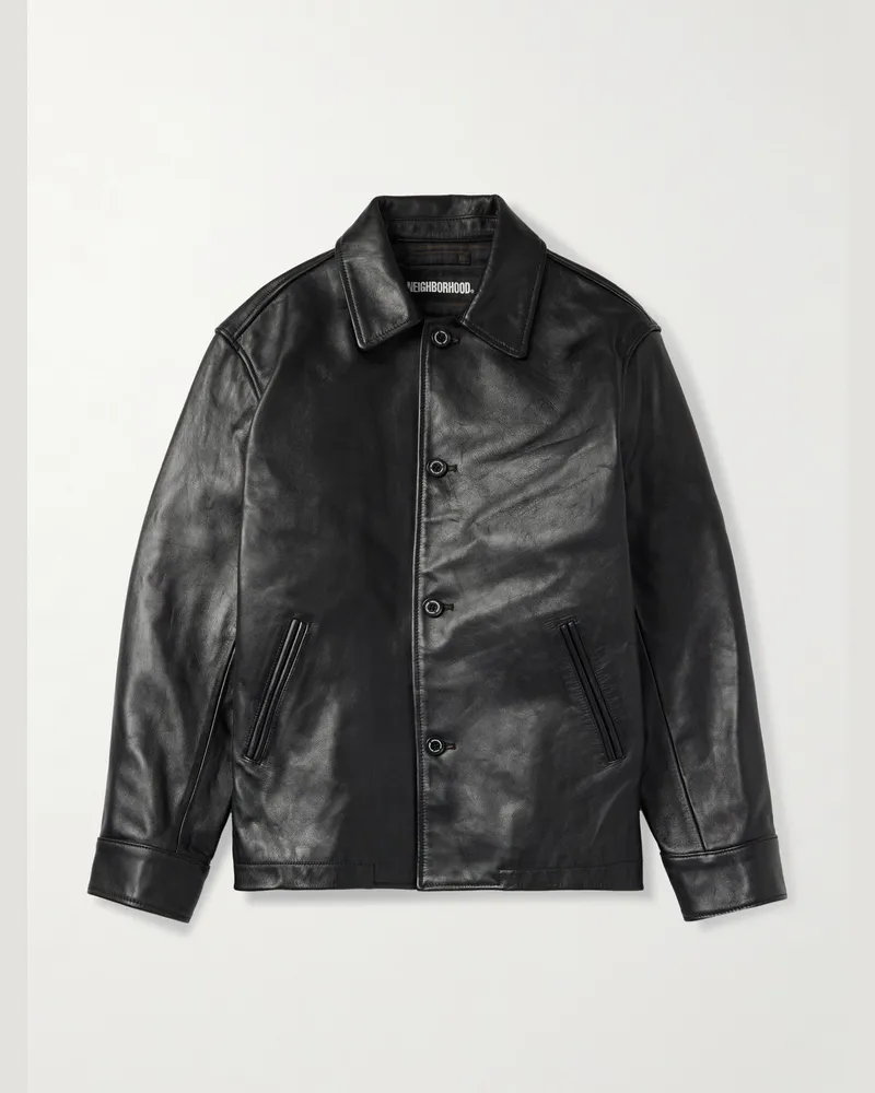 Neighborhood Lederjacke Schwarz