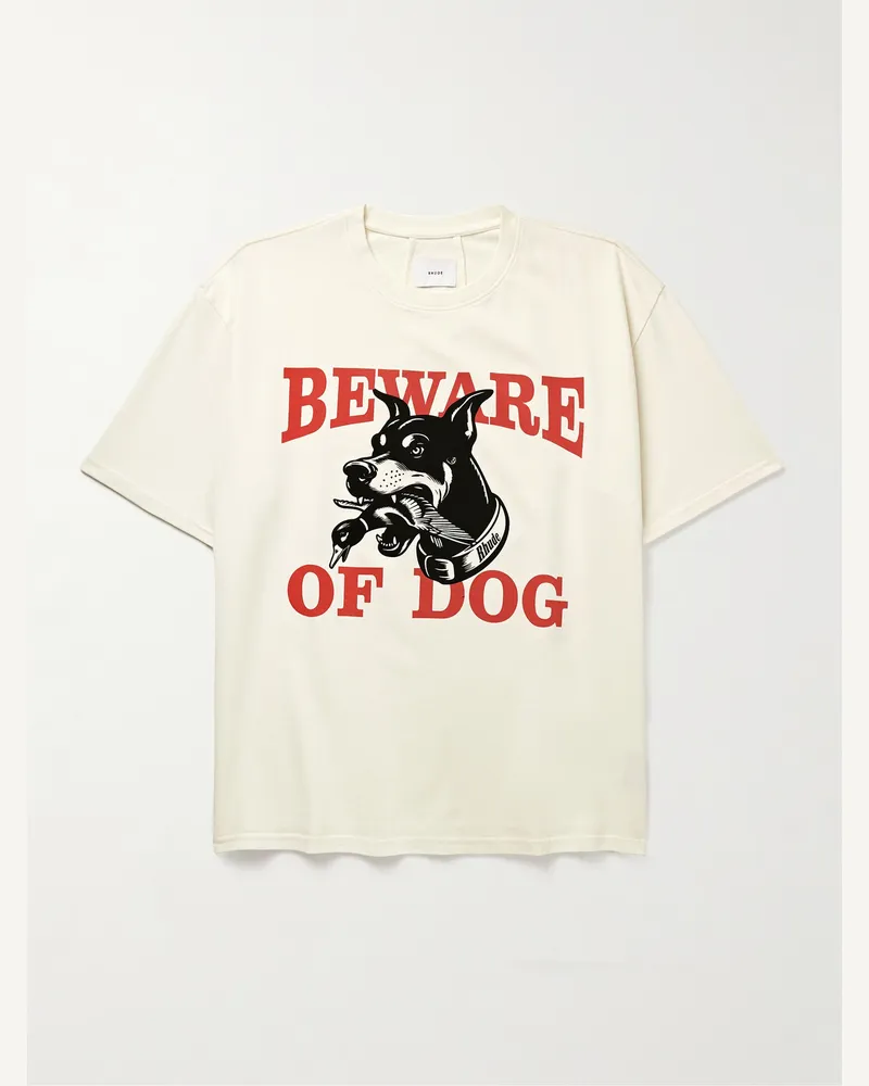 RHUDE Warning T-Shirt aus Baumwoll-Jersey mit Logoprint Neutral