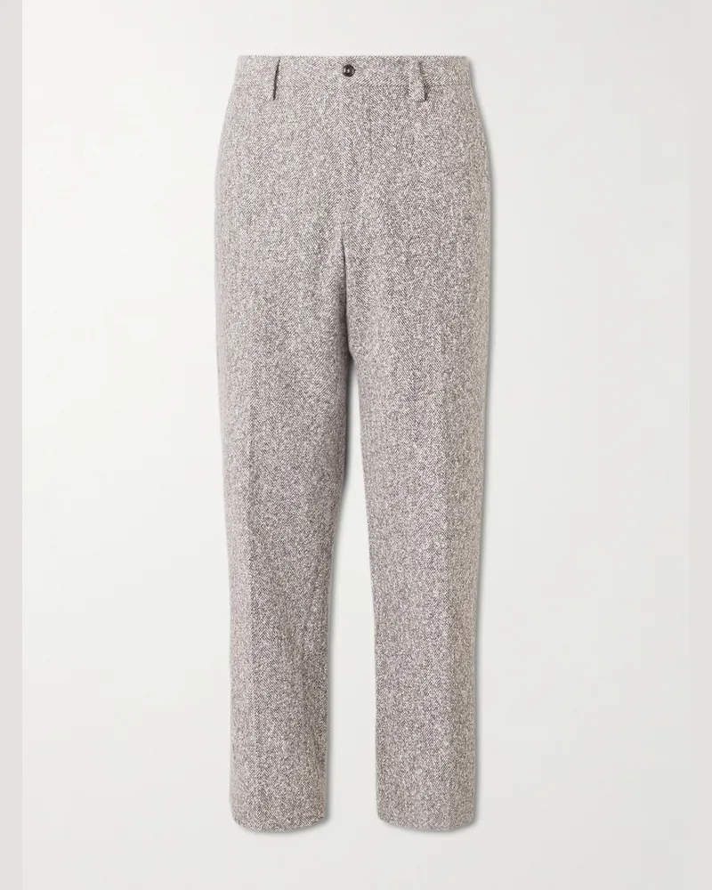 NN 07 Paw 1087 Straight-Leg Recycled-Herringbone Suit Trousers Brown