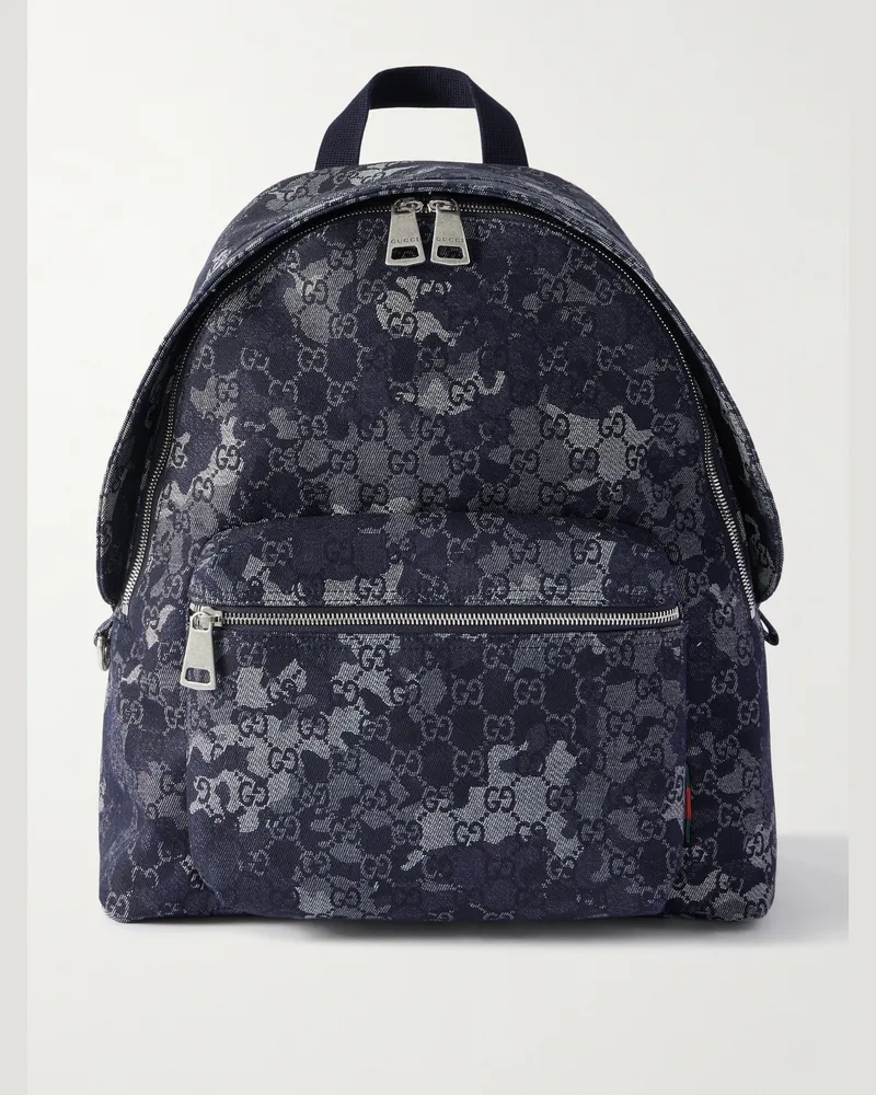 Gucci Rucksack aus Canvas mit Jacquard-Logomuster Blau