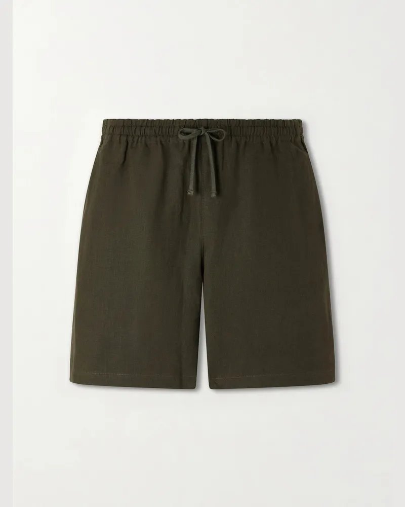 Aimé Leon Dore Straight-Leg Linen Drawstring Shorts Green