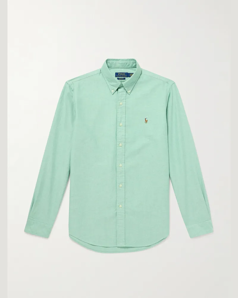 Ralph Lauren Hemd aus Baumwolle mit Button-Down-Kragen und Logostickerei Grün
