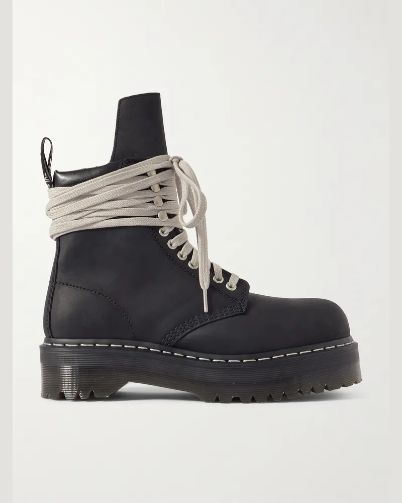 Rick Owens Dr Martens Quad Sole Steel Toe Schnürstiefel aus Leder Schwarz