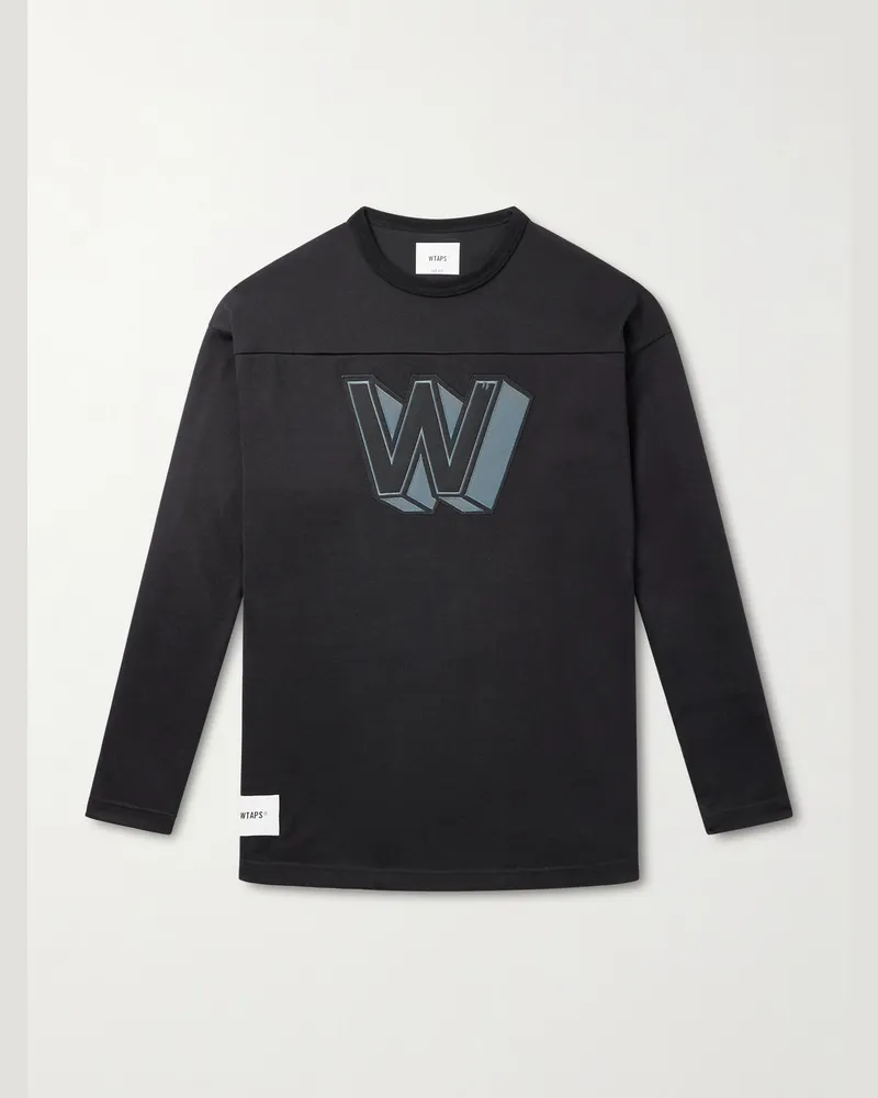 WTAPS Oberteil aus Jersey aus einer Baumwollmischung mit Logoapplikation Schwarz