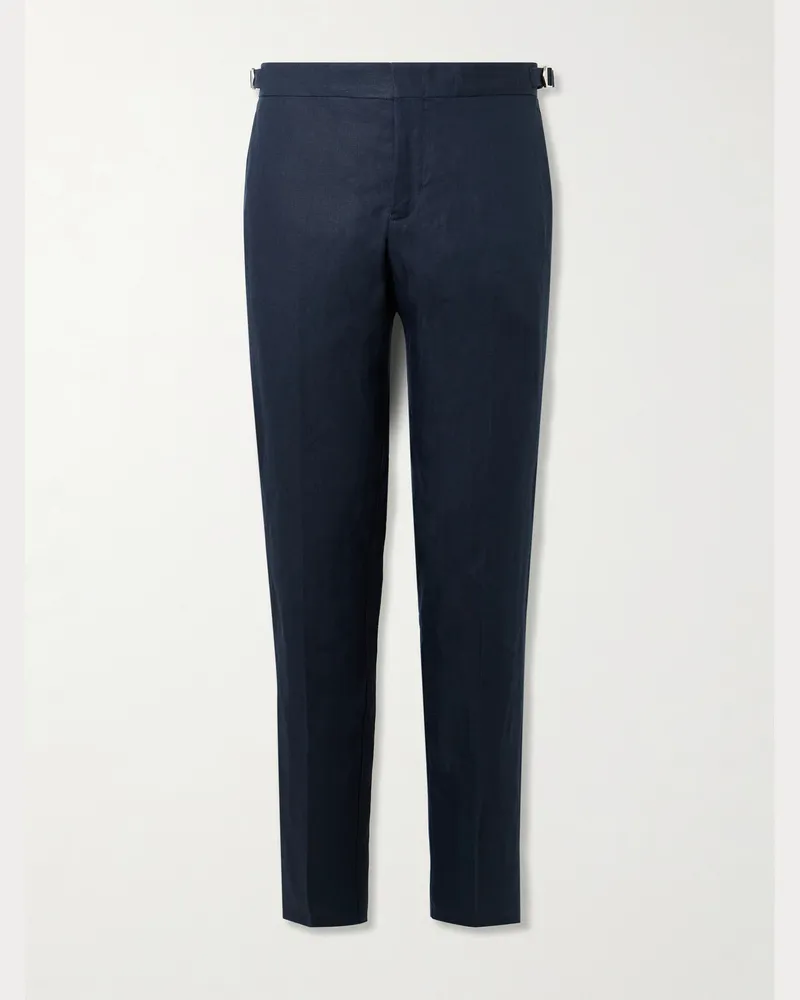 Orlebar Brown Griffon Tapered Linen Trousers Blue