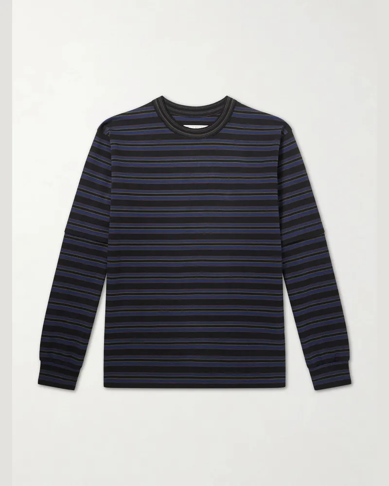 Sacai Striped Cotton-Jersey T-Shirt Blue