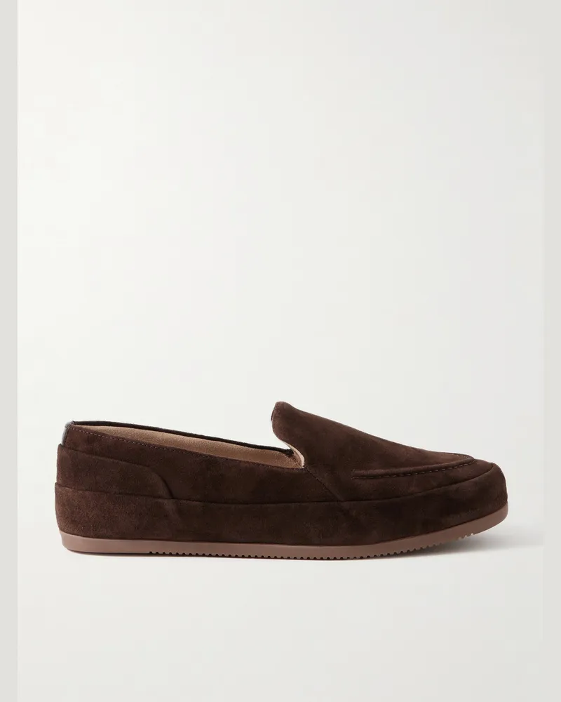 MULO Fleece-Lined Suede Loafers Brown
