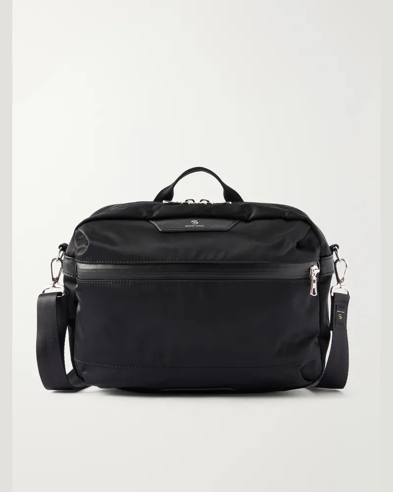 MASTER PIECE Proress Leather-Trimmed Twill Messenger Bag Black