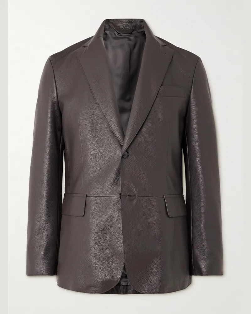 Brioni Sakko aus vollnarbigem Leder Braun