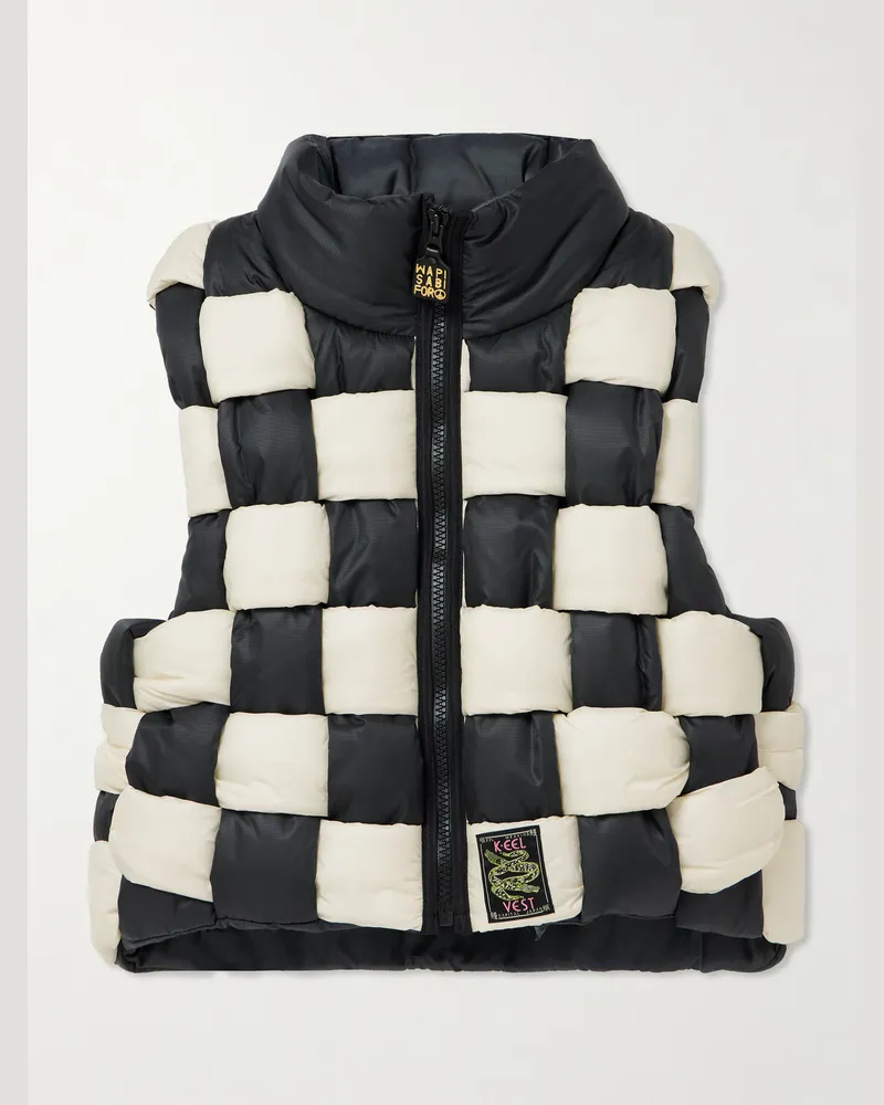 KAPITAL Cropped Reversible Quilted Padded Shell Gilet White