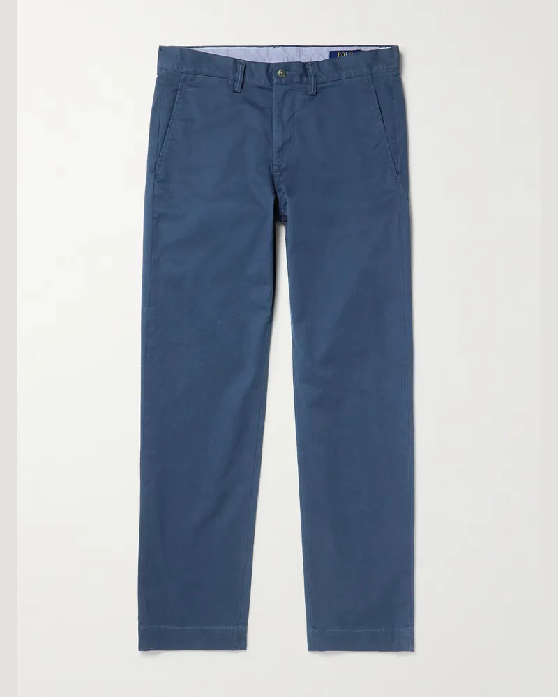 Ralph Lauren Bedford gerade geschnittene Hose aus Twill aus einer Baumwollmischung Blau